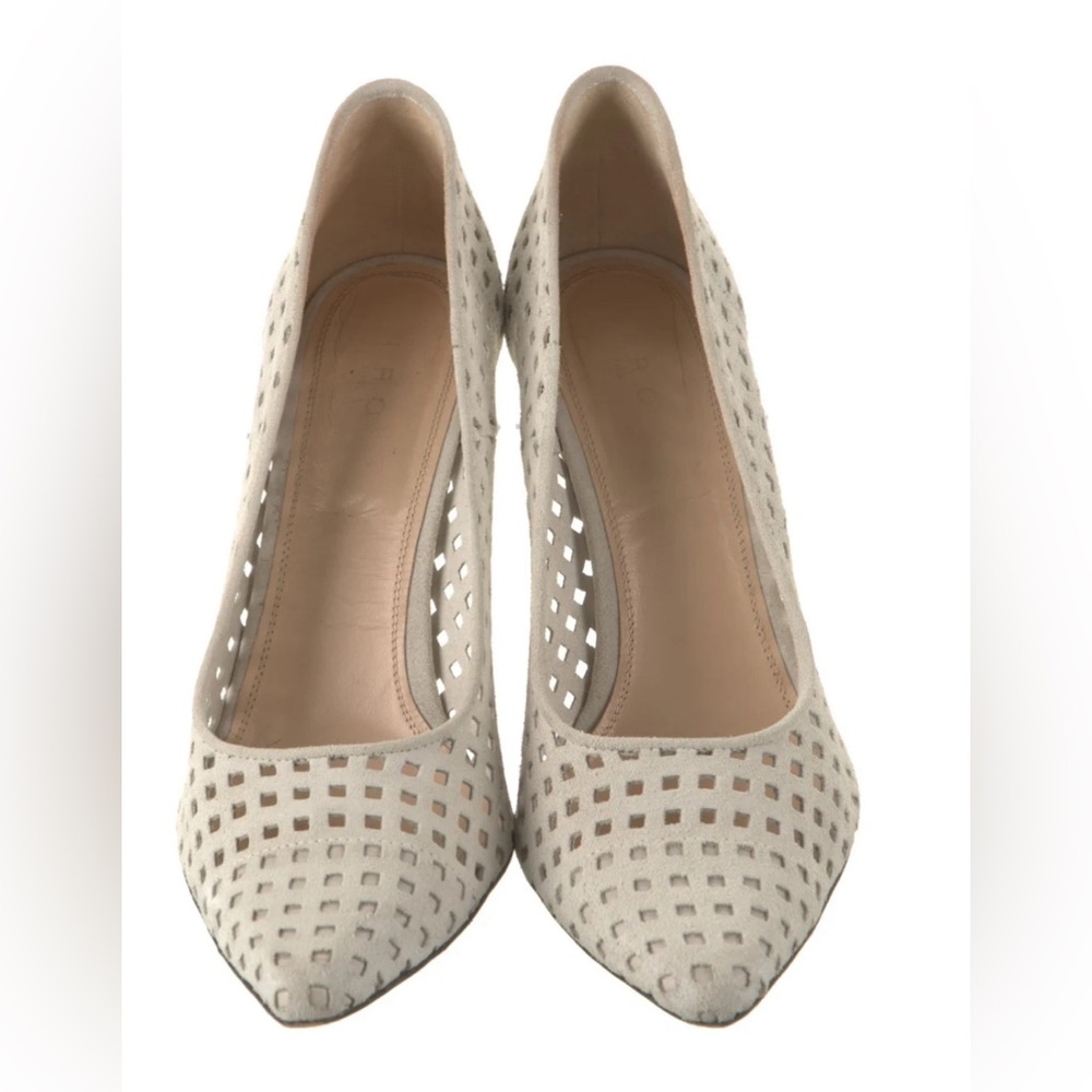 IRO LARSON PERFORATED SUEDE POINTED PUMPS IN ECRU Size 36 - Picture 4 of 11